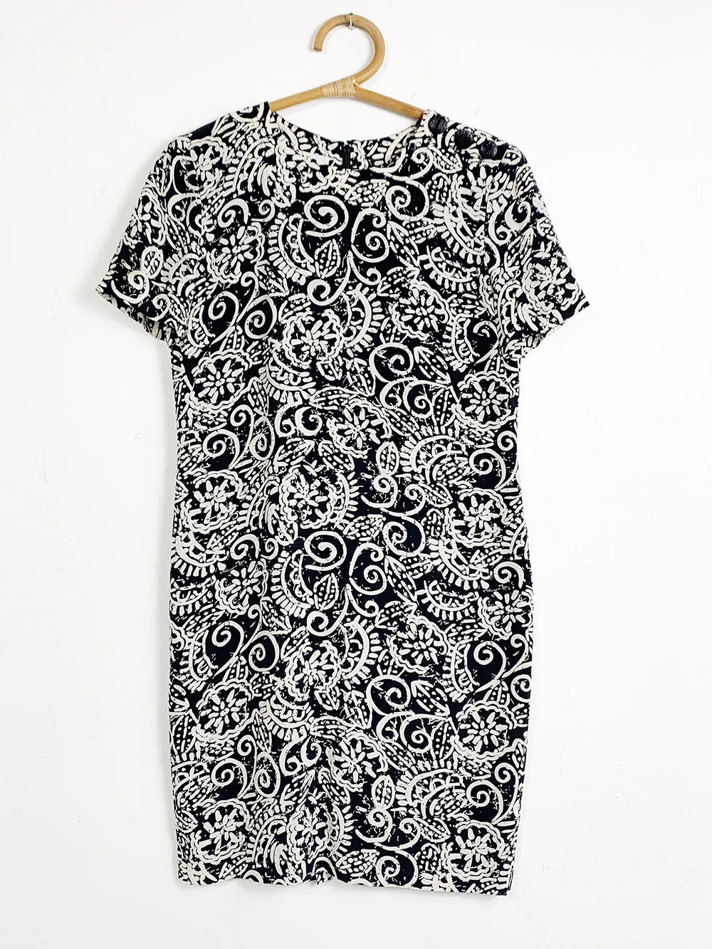 Monochrome Ethnic Pattern Silk Dress