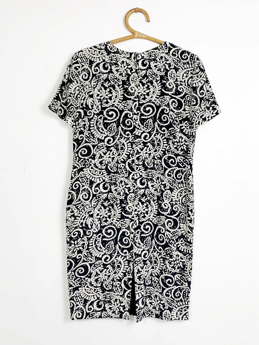 Monochrome Ethnic Pattern Silk Dress