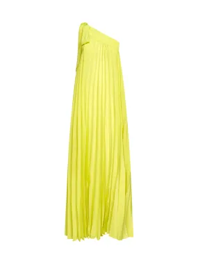 P.A.R.O.S.H. Midi Dress with One-Shoulder Pleats