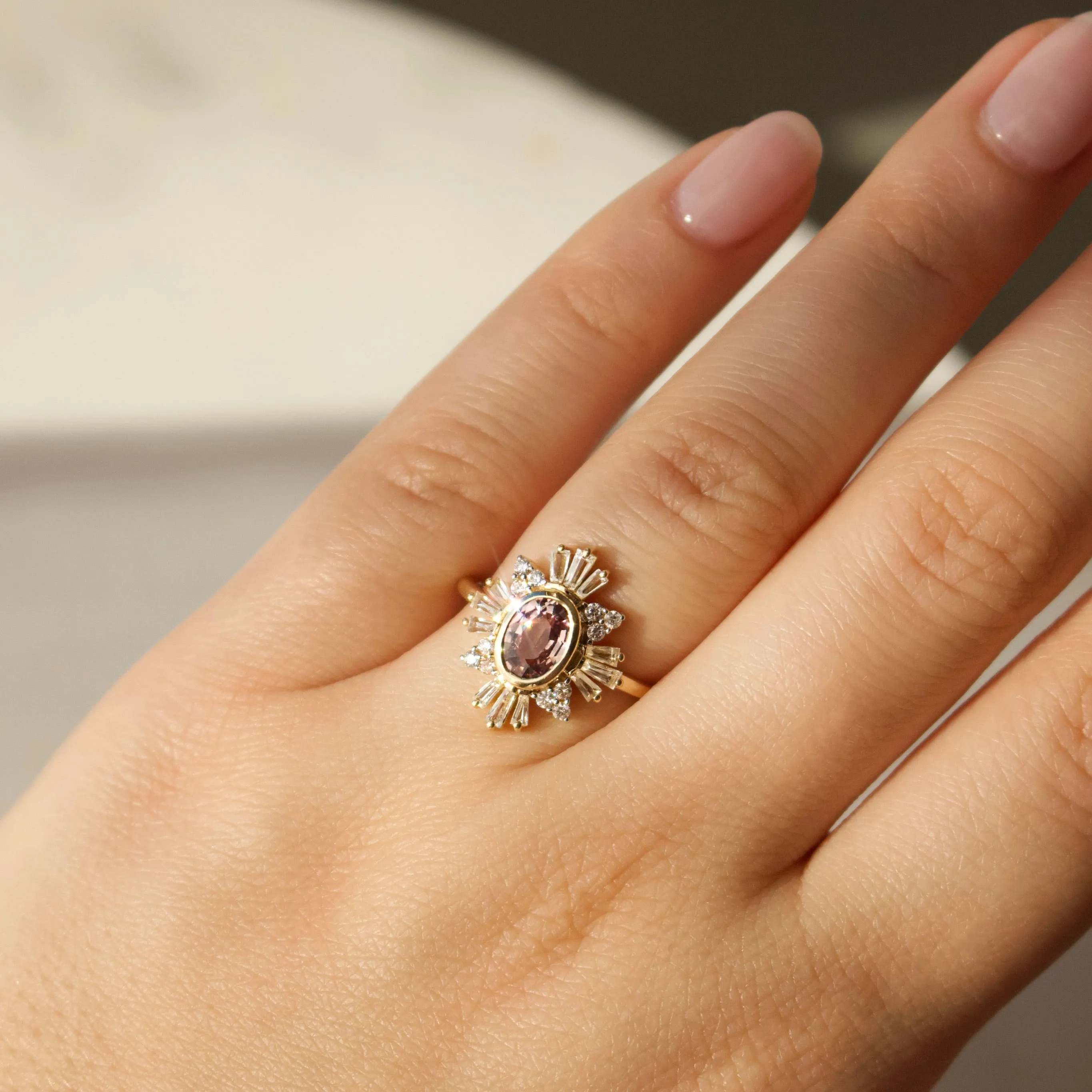 Small Pink Sapphire White Sapphire Ring