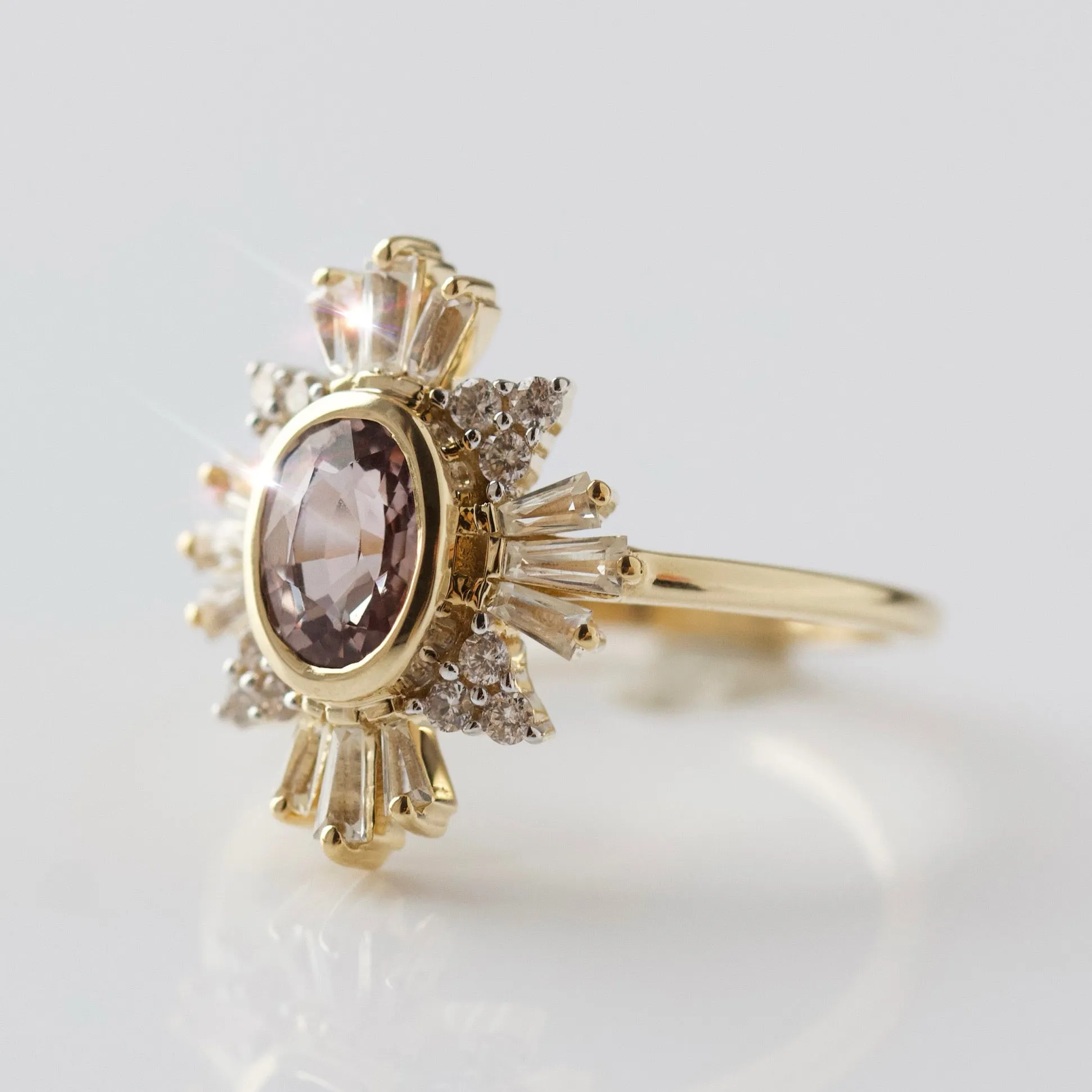 Small Pink Sapphire White Sapphire Ring