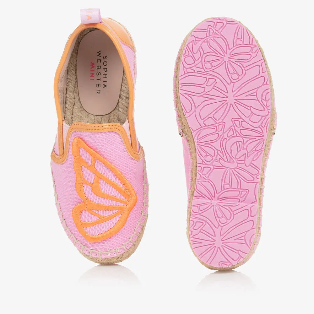 Pink Butterfly Pattern Girls Espadrilles