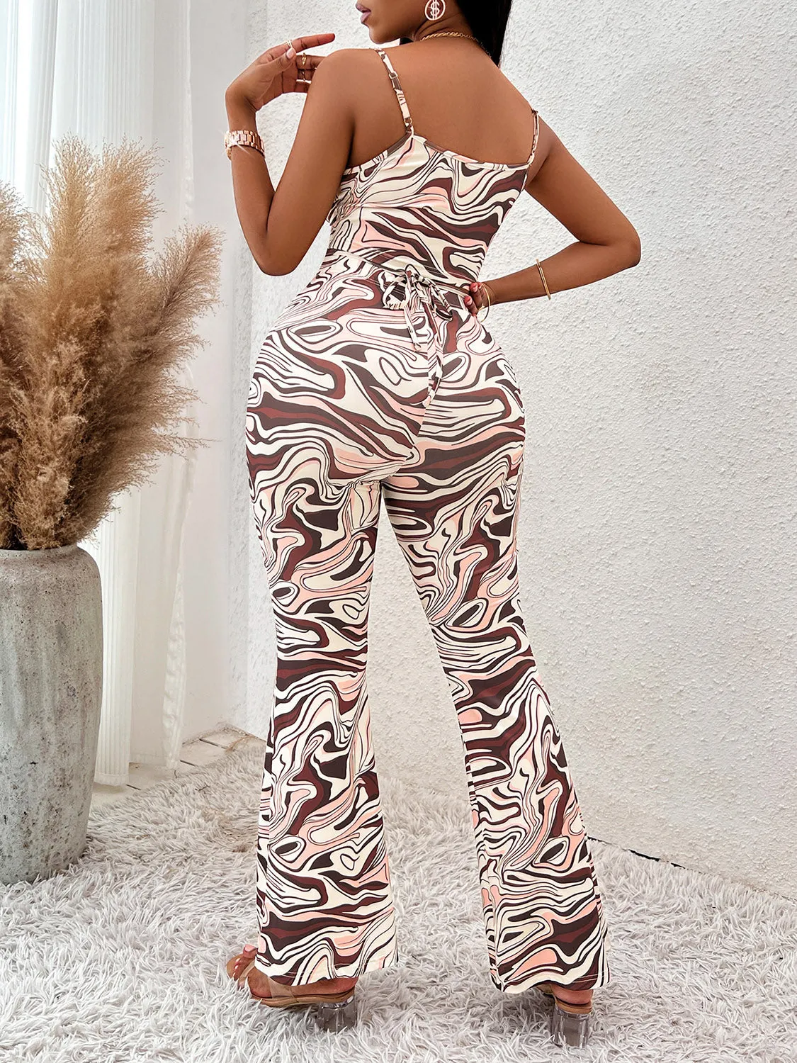 Wide Leg Jumpsuit with Printed Design