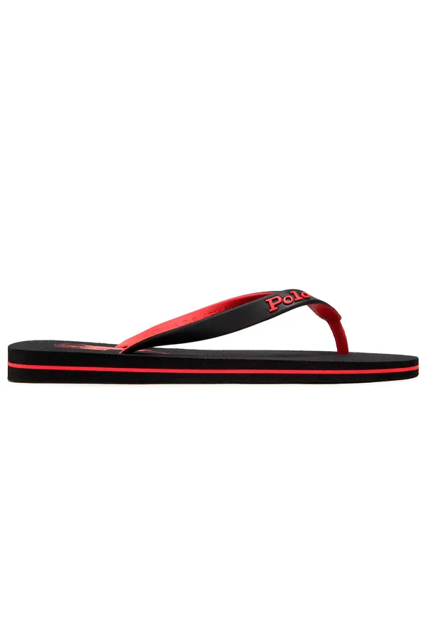 Ralph Lauren Black Flip-Flops with Pony Logo