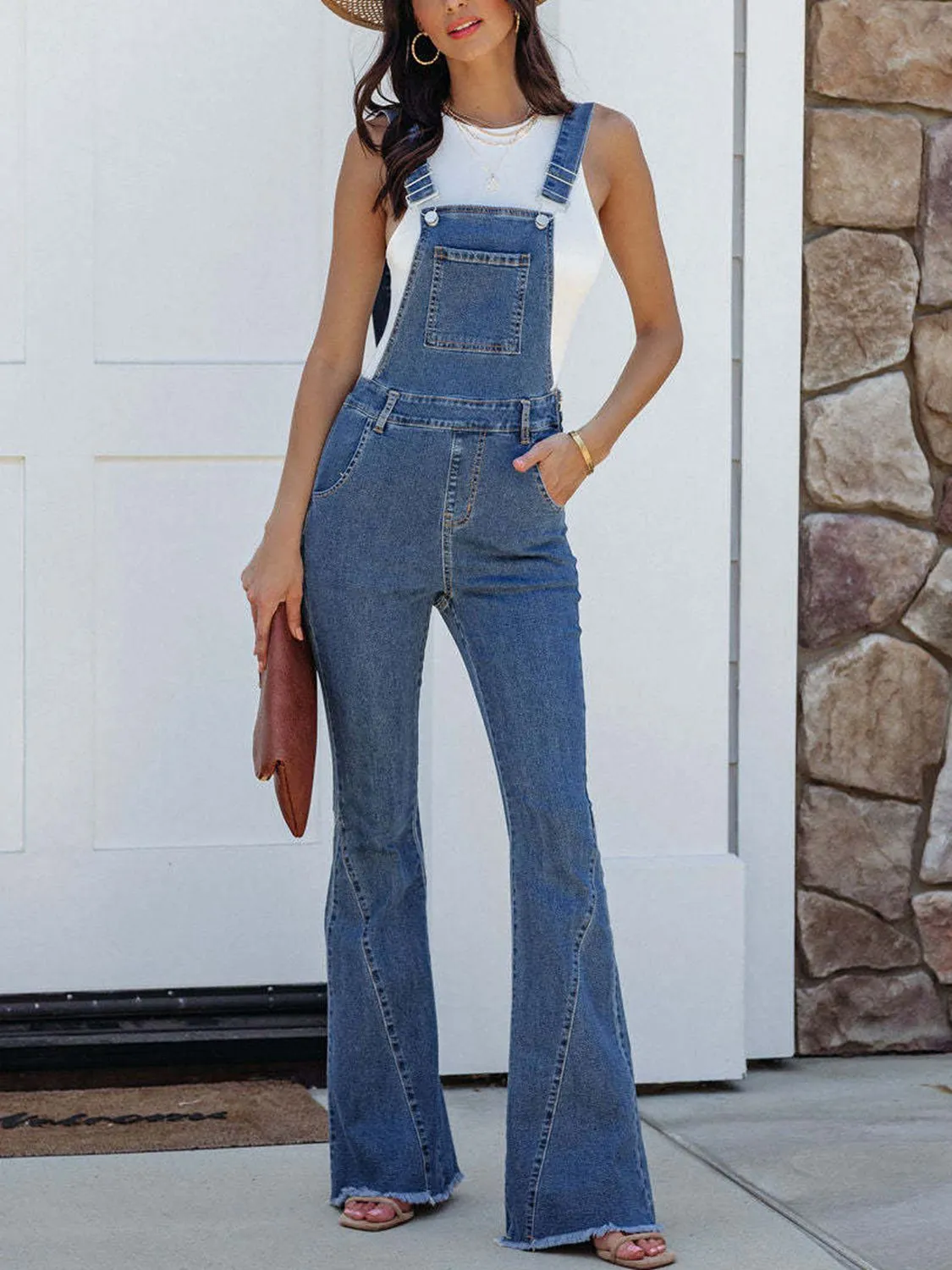 Denim Overall with Raw Hem