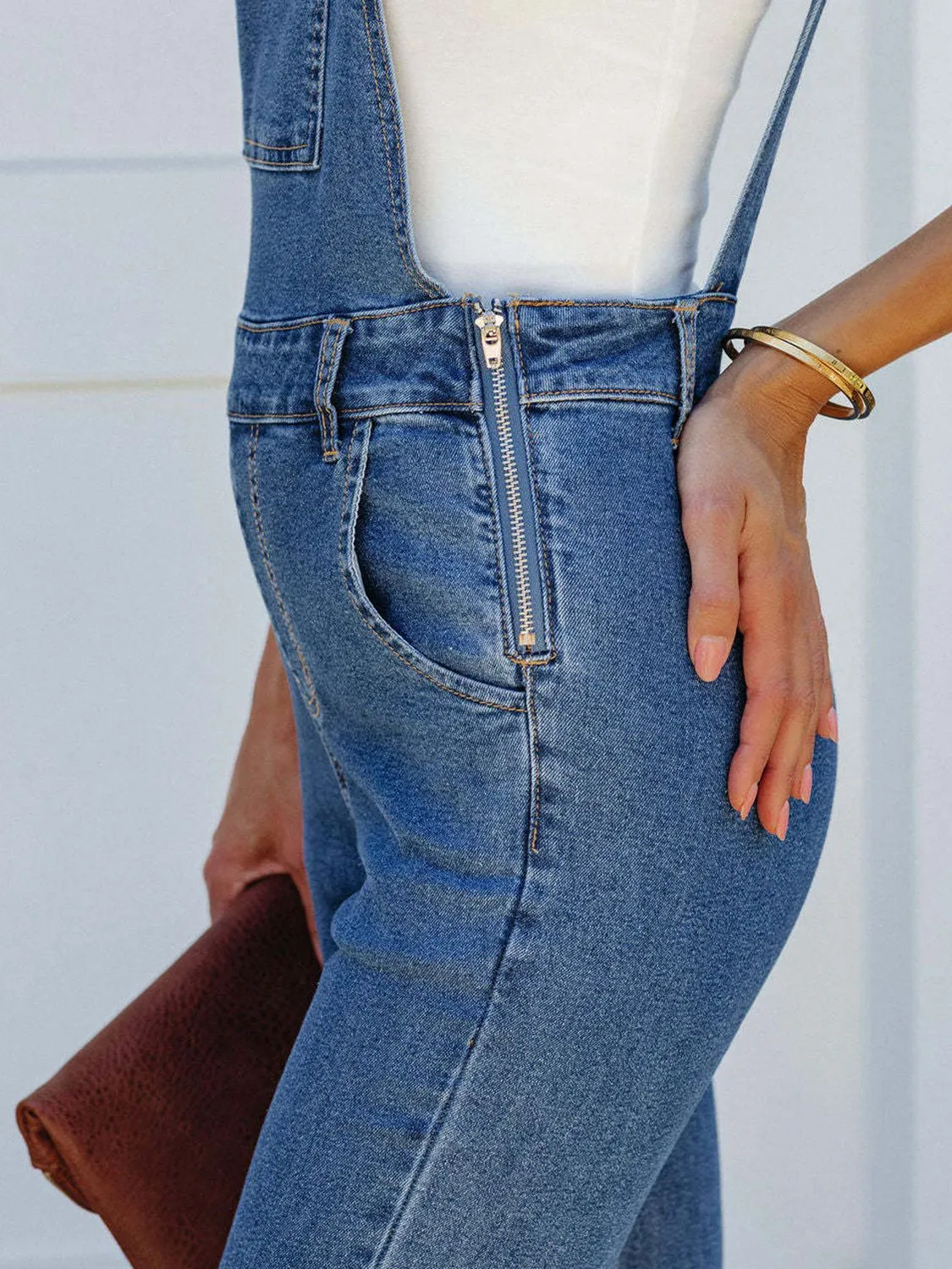 Denim Overall with Raw Hem