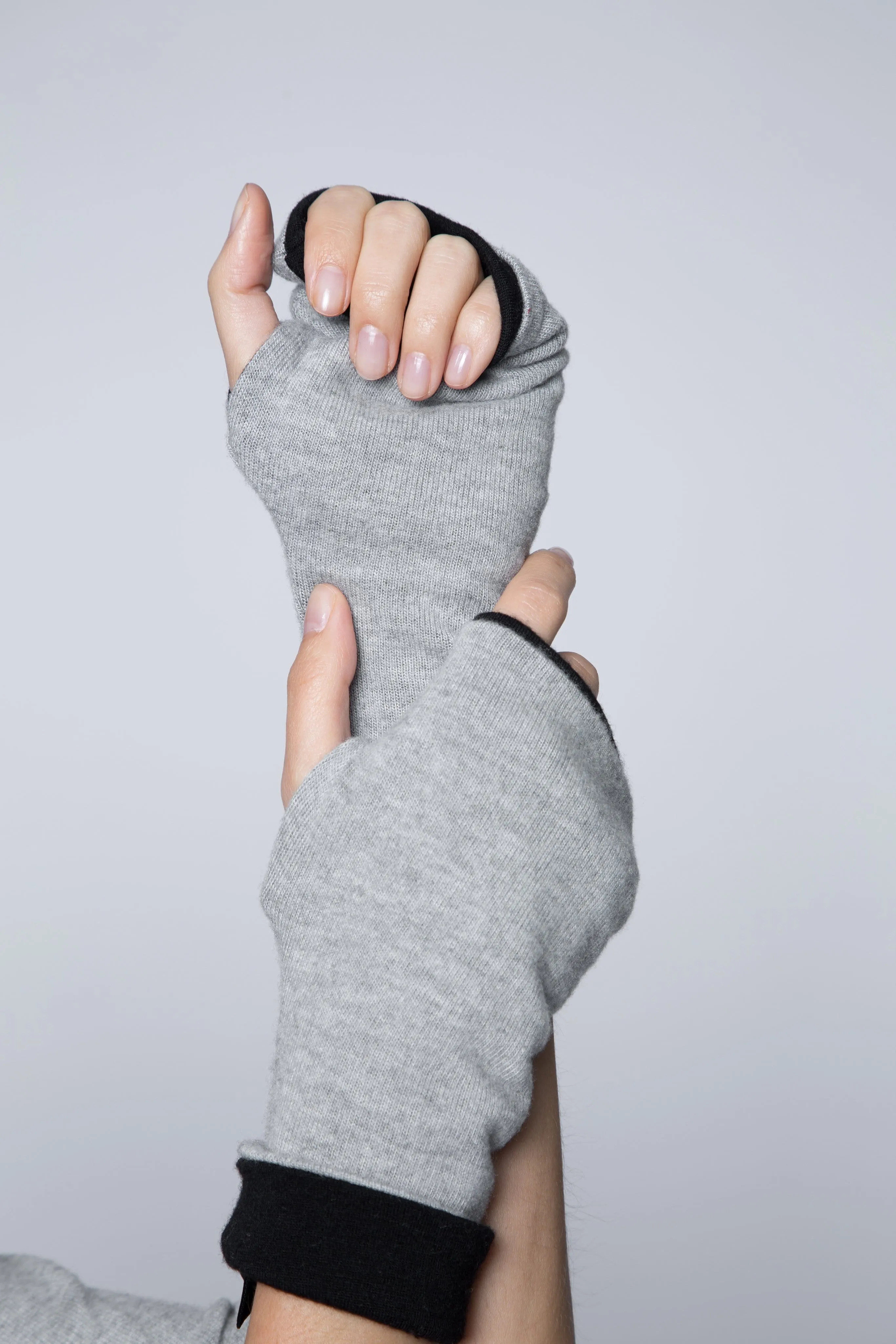 Soft Reversible Double Layer Cashmere Feel Fingerless Gloves