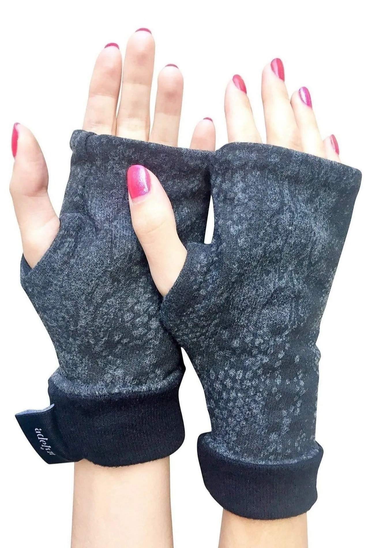 Soft Reversible Double Layer Cashmere Feel Fingerless Gloves