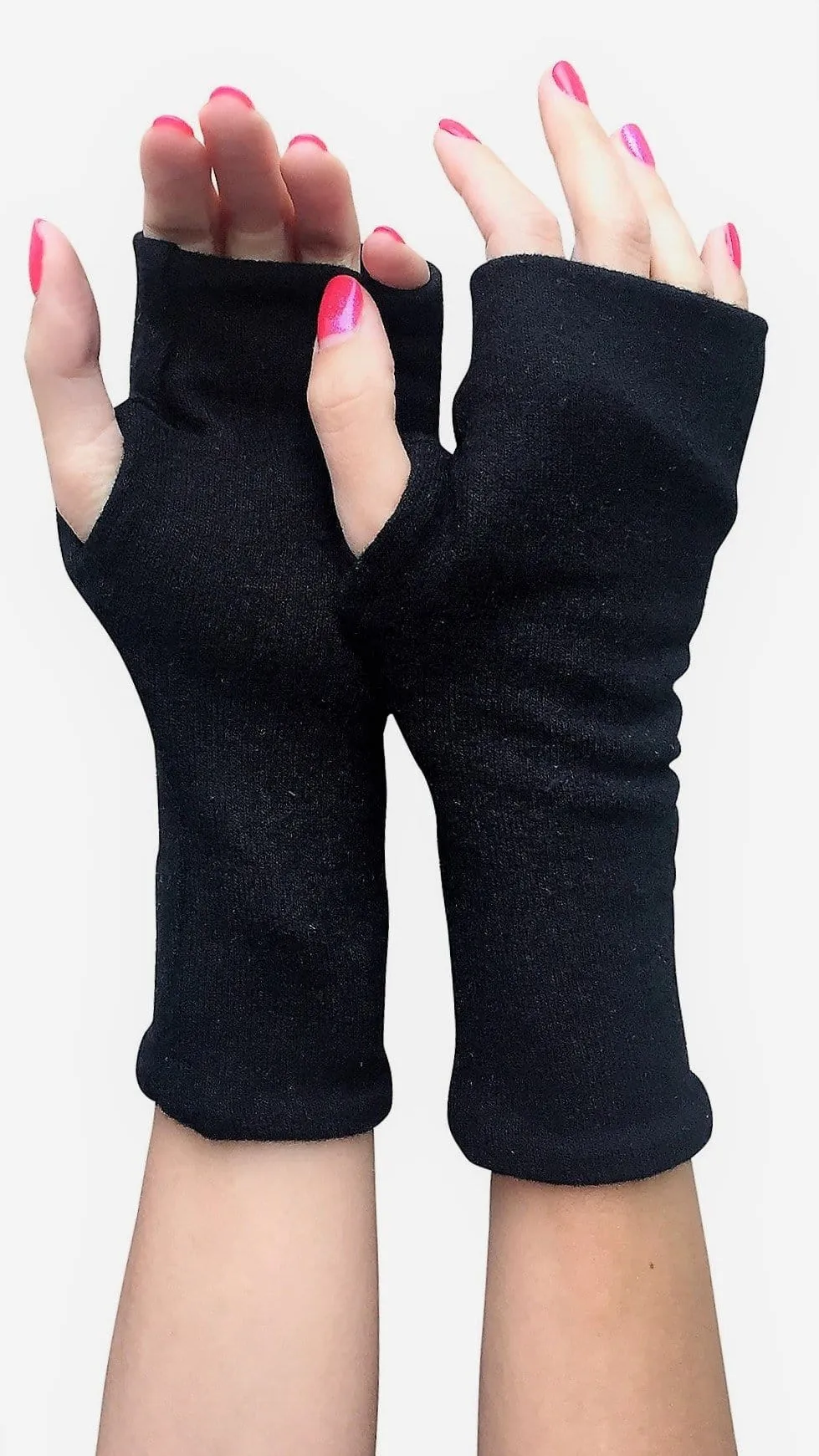 Soft Reversible Double Layer Cashmere Feel Fingerless Gloves