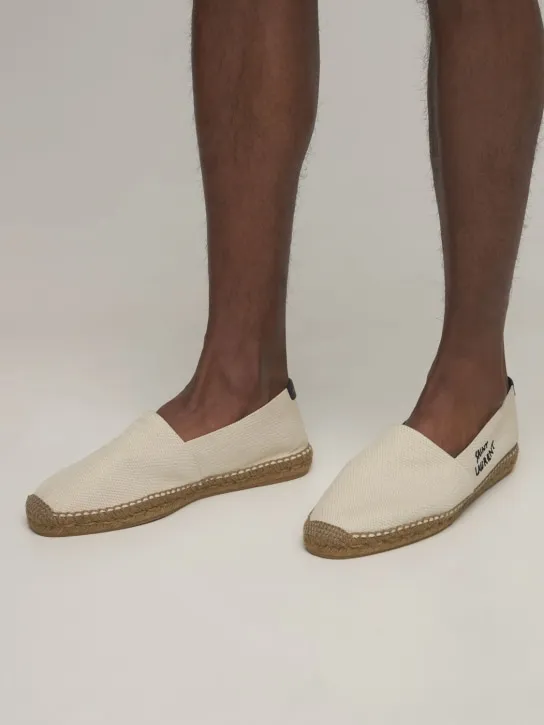 Saint Laurent Cotton & Linen Canvas Logo Espadrilles