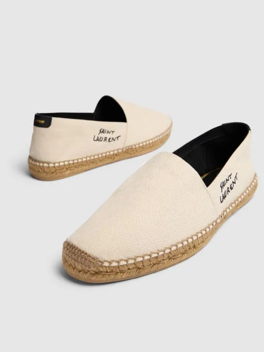 Saint Laurent Cotton & Linen Canvas Logo Espadrilles