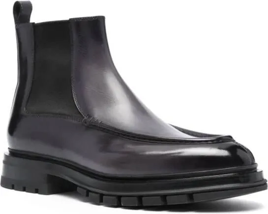 Grey Leather Chelsea Boots by Santoni