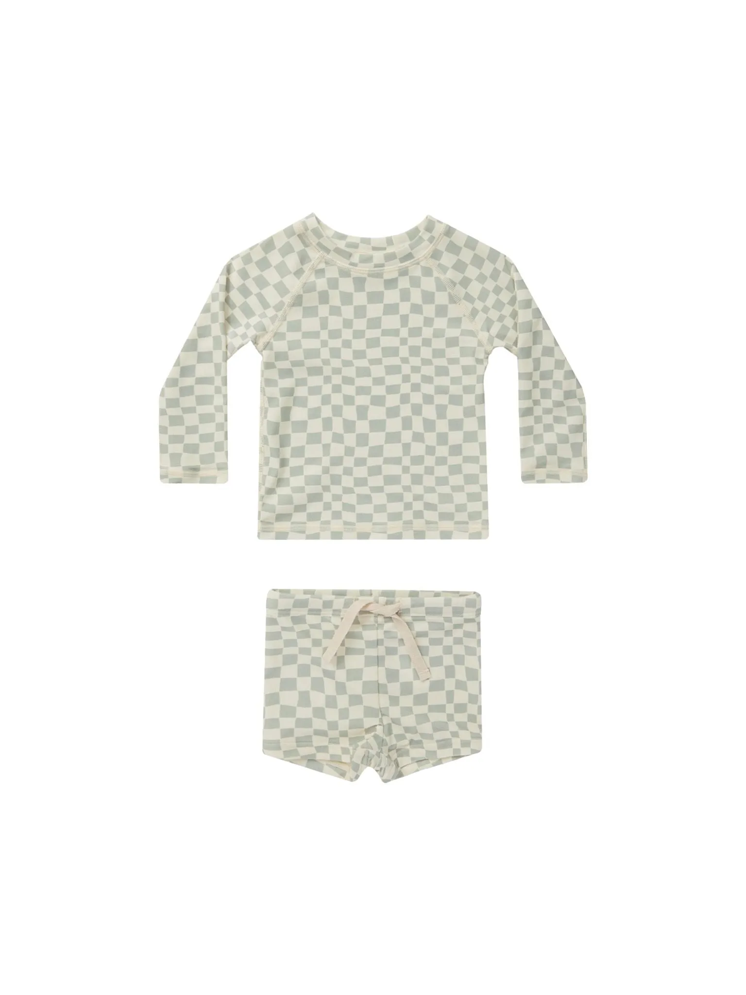 Seafoam Check Rash Guard Set