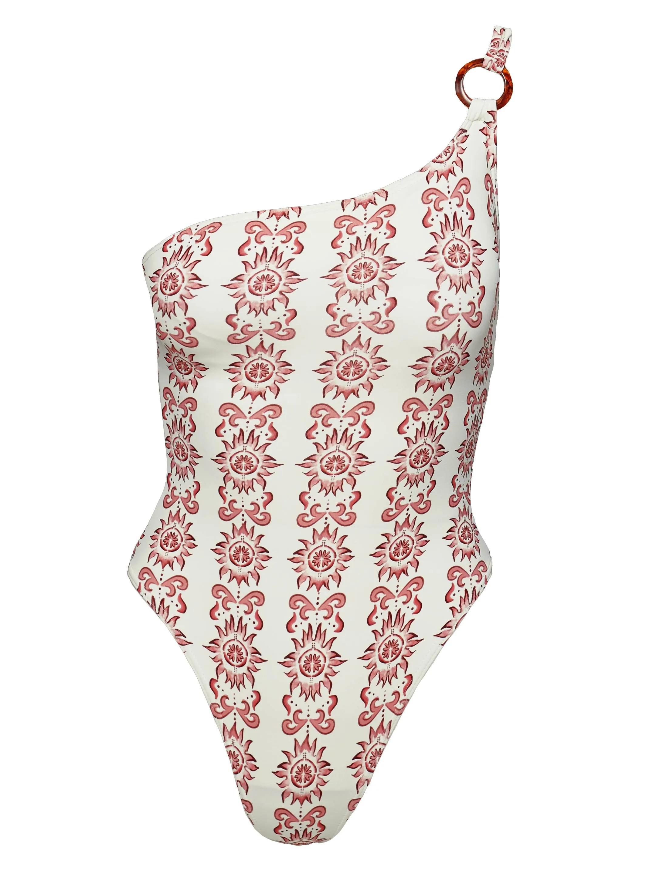 Stylish White and Red One-Piece Swimsuit