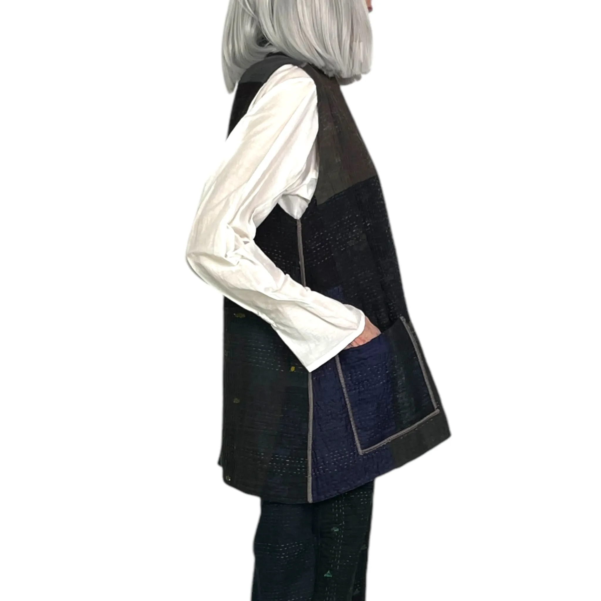 Short Kimono Vest with Patch