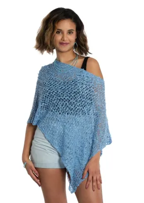 Short Knit Popcorn Poncho