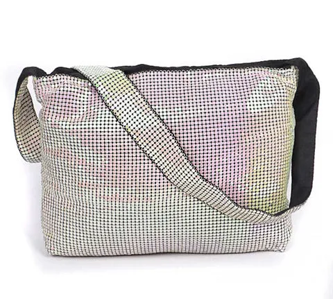 Metal Mesh Shoulder Bags in Black, Oil Slick, Iridescent White