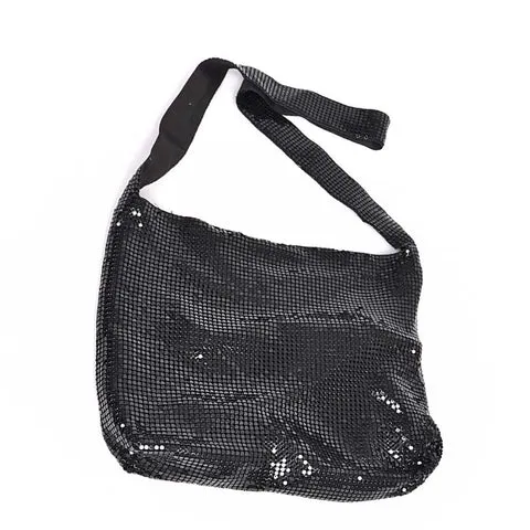 Metal Mesh Shoulder Bags in Black, Oil Slick, Iridescent White