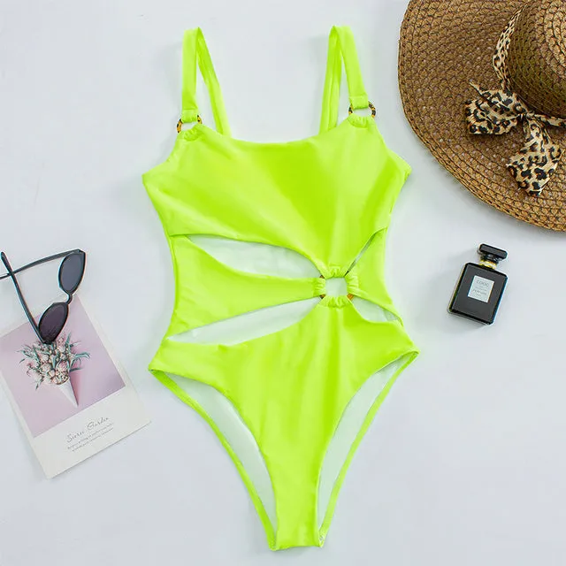 Solid Swimwear Straps Sleeveless Backless New Style