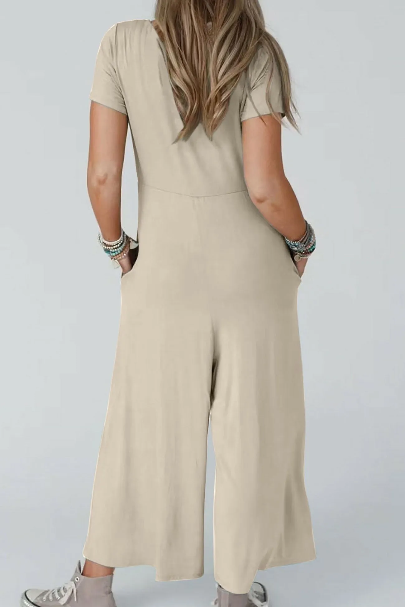 Short Sleeve Pocketed Jumpsuits