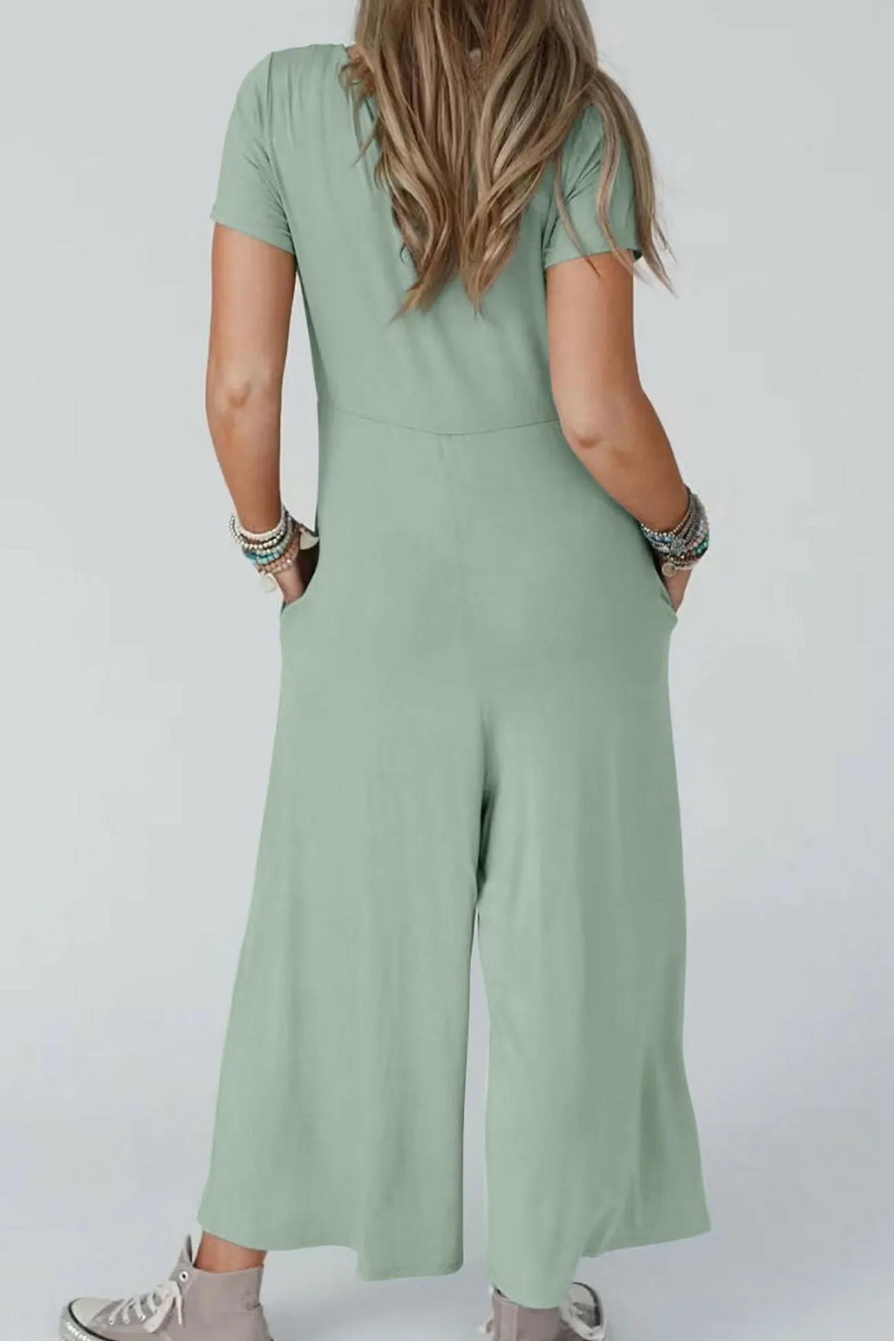 Short Sleeve Pocketed Jumpsuits