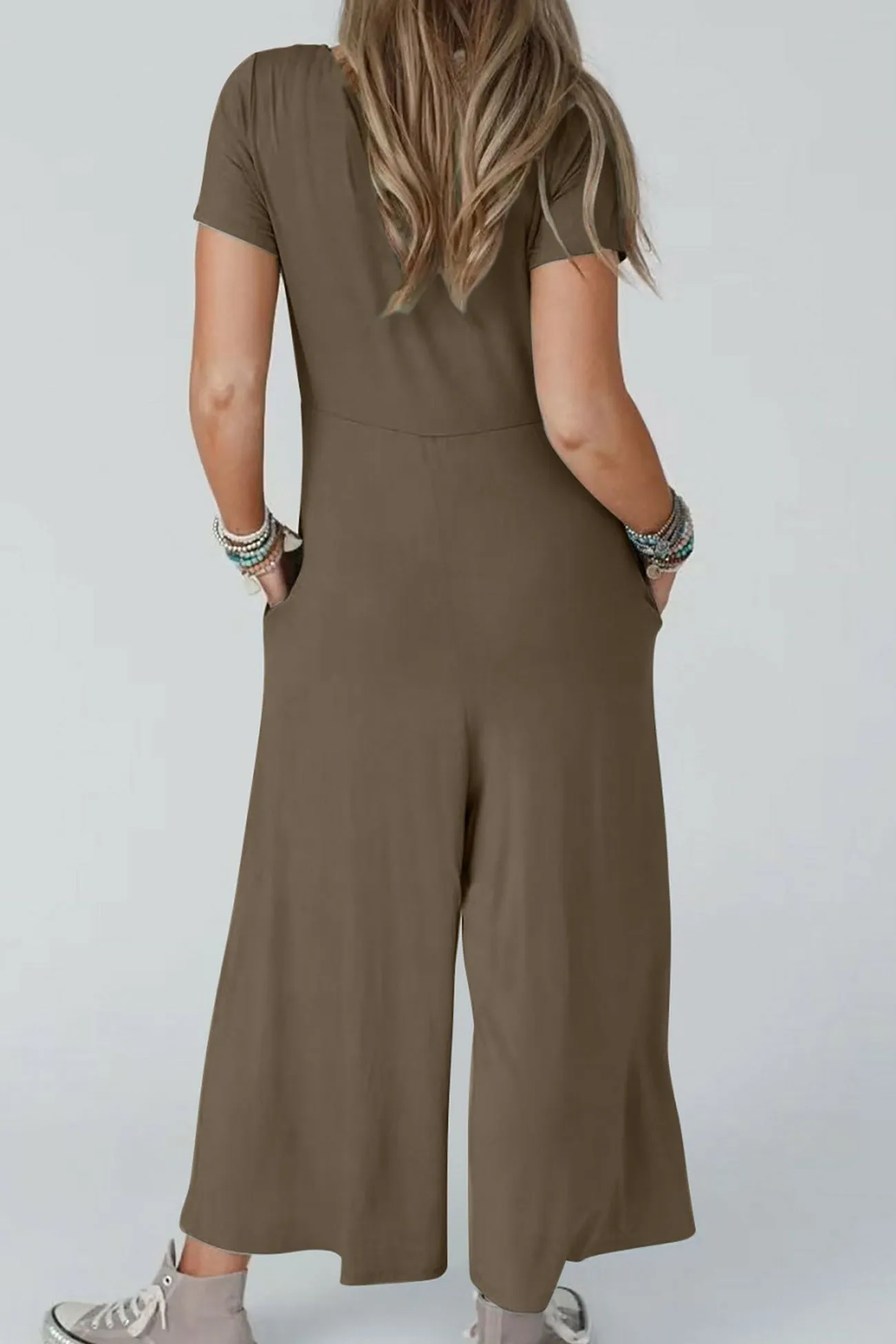 Short Sleeve Pocketed Jumpsuits