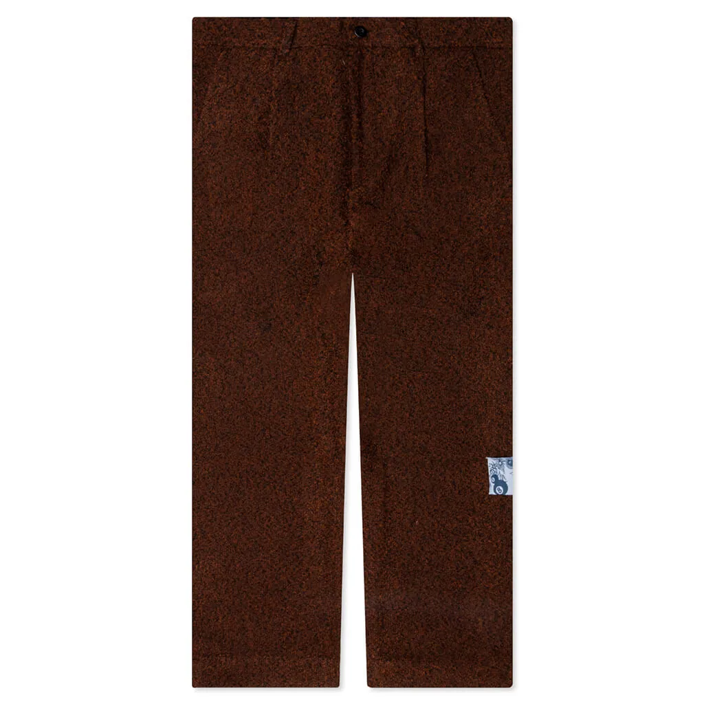 Brown Boucle Static Pleated Pant