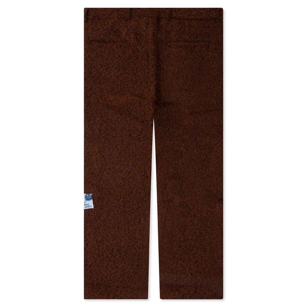 Brown Boucle Static Pleated Pant