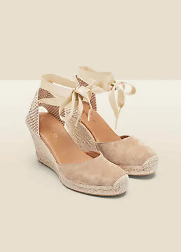 Taupe Suede Valenciana Wedge Espadrilles