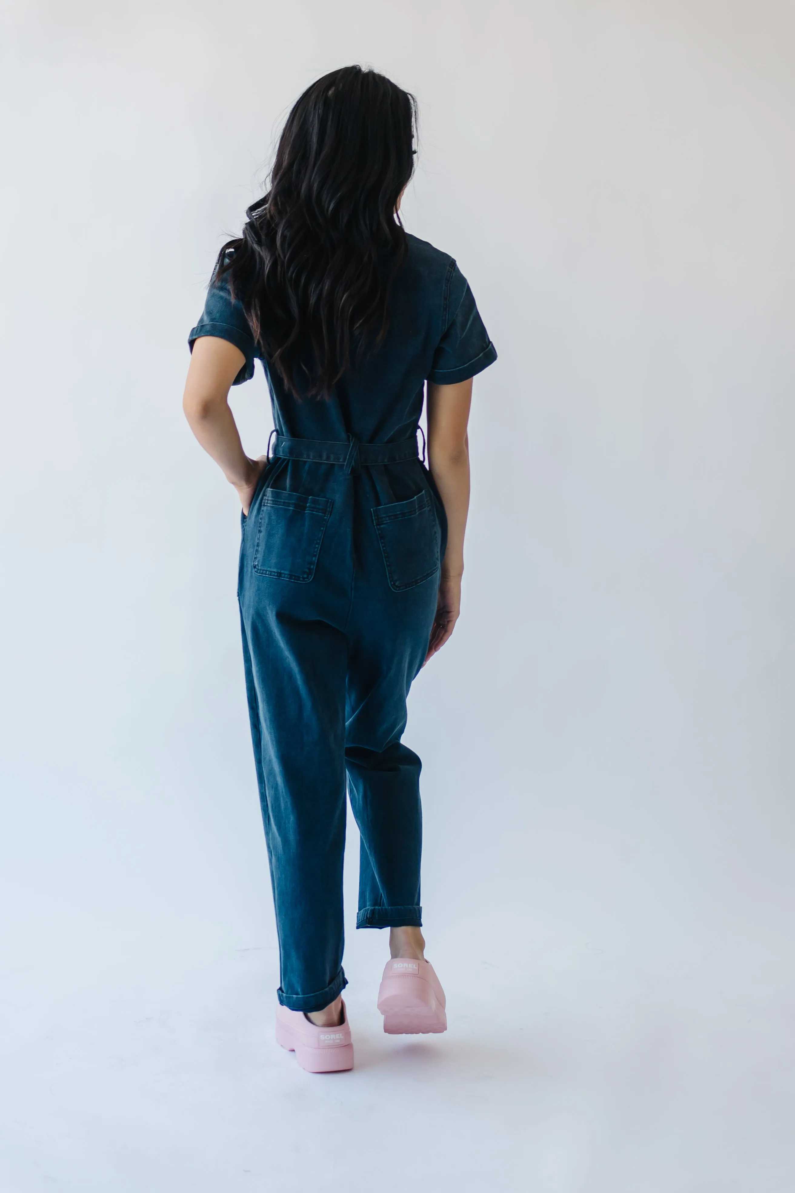 Black Denim Jumpsuit with Fleming Tie