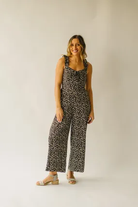 Black Rosette Floral Tank Jumpsuit