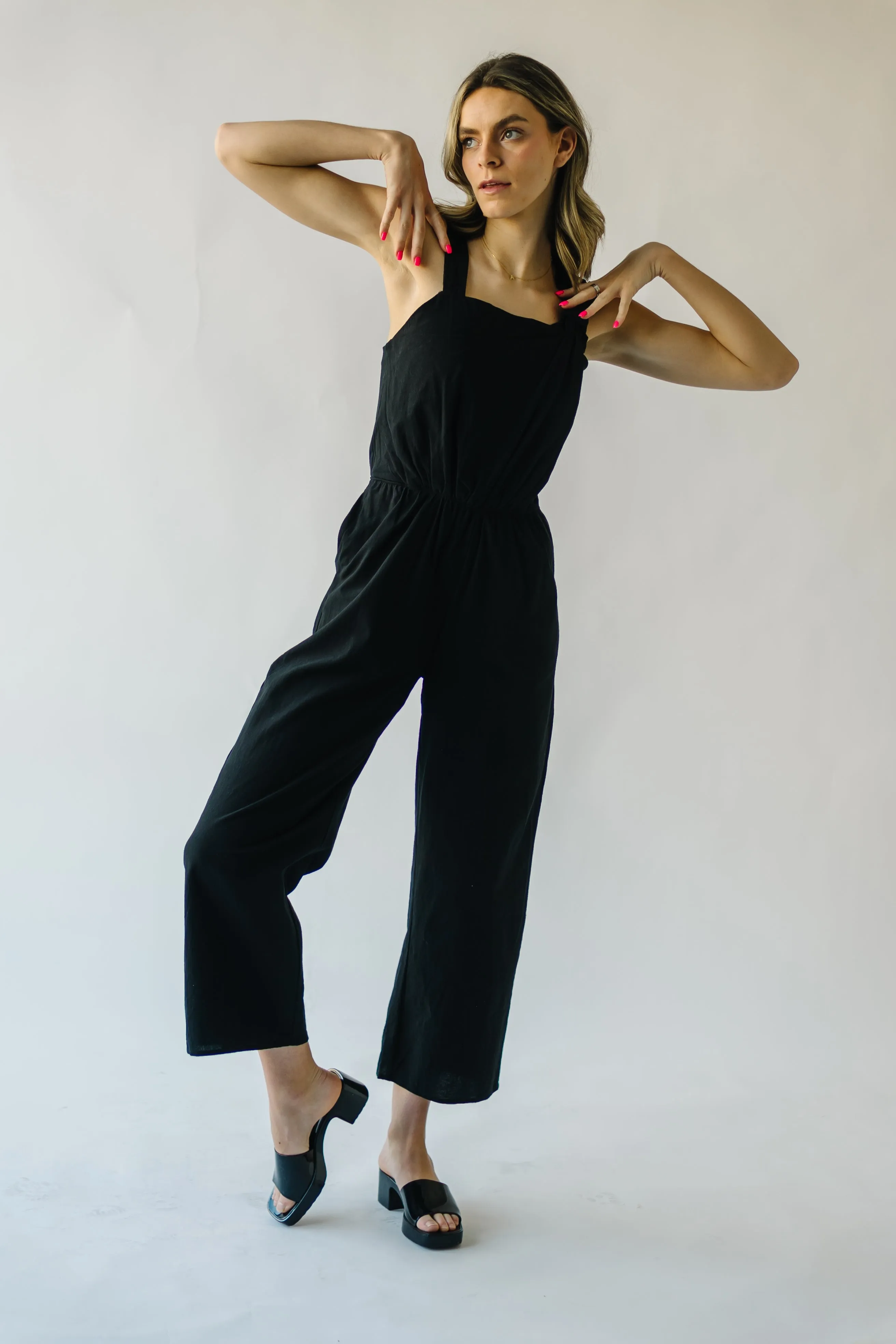 Black Tompkins Square Neck Jumpsuit