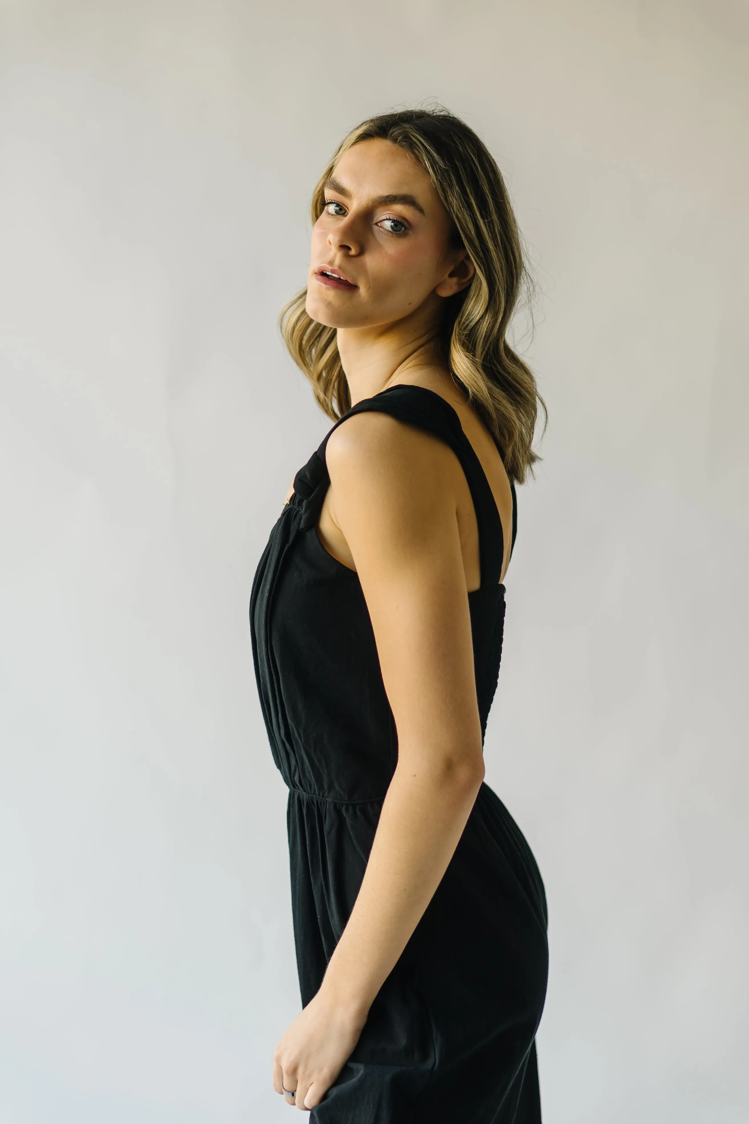 Black Tompkins Square Neck Jumpsuit