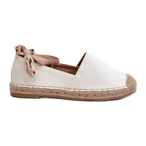 Ismanne White Eco Leather Espadrilles with Tied Design