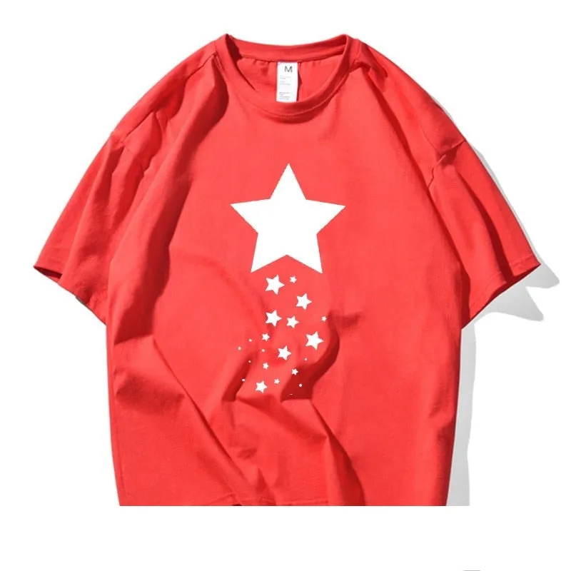 Casual Unisex Cotton Star Printed Artful T-Shirts