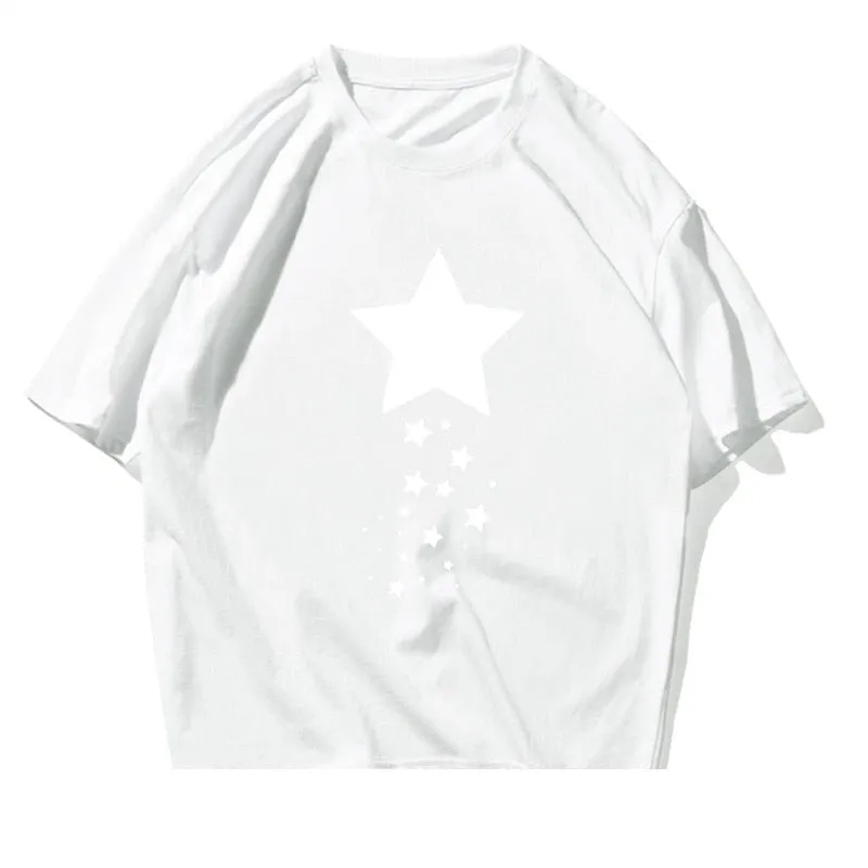 Casual Unisex Cotton Star Printed Artful T-Shirts