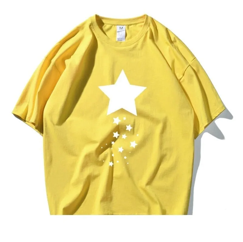 Casual Unisex Cotton Star Printed Artful T-Shirts