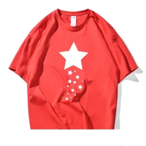 Casual Unisex Cotton Star Printed Artful T-Shirts