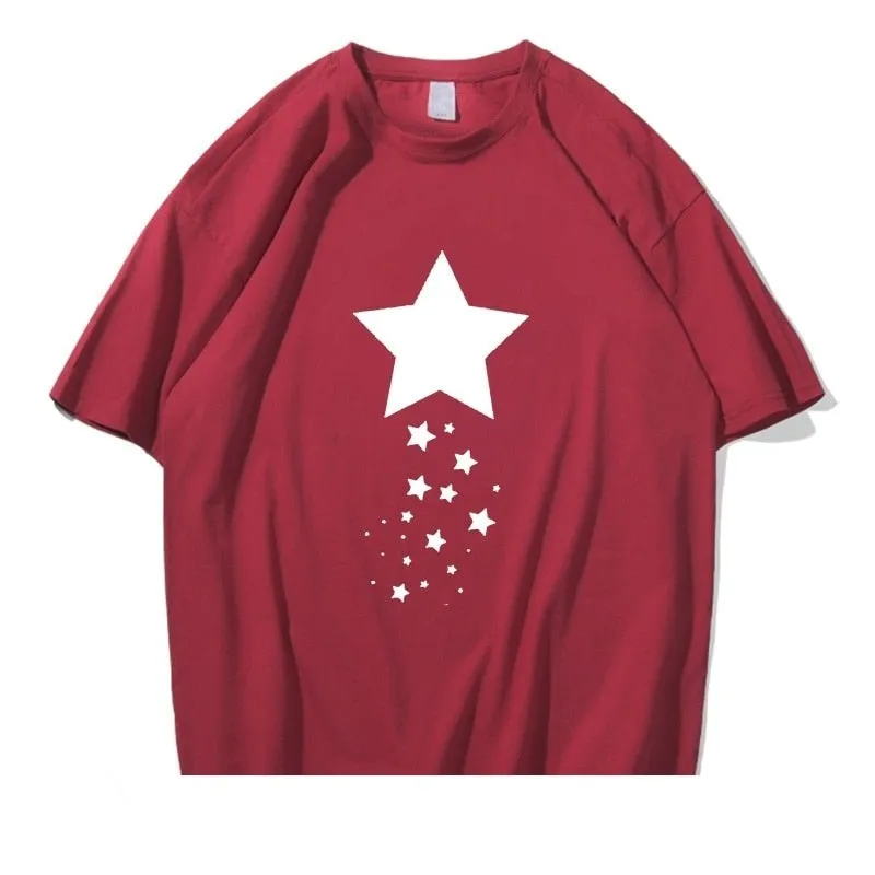 Casual Unisex Cotton Star Printed Artful T-Shirts