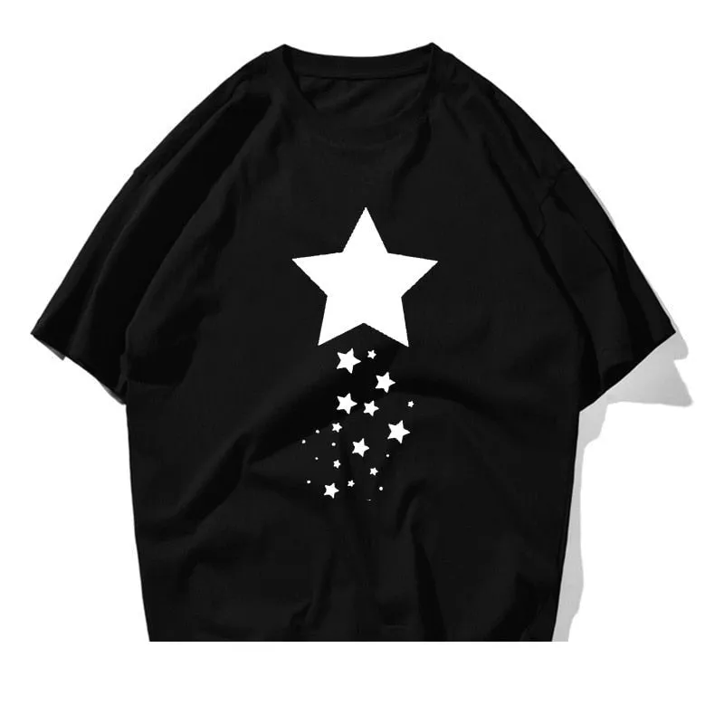 Casual Unisex Cotton Star Printed Artful T-Shirts