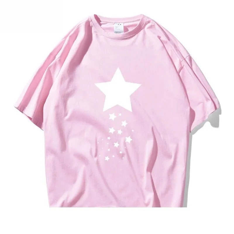 Casual Unisex Cotton Star Printed Artful T-Shirts