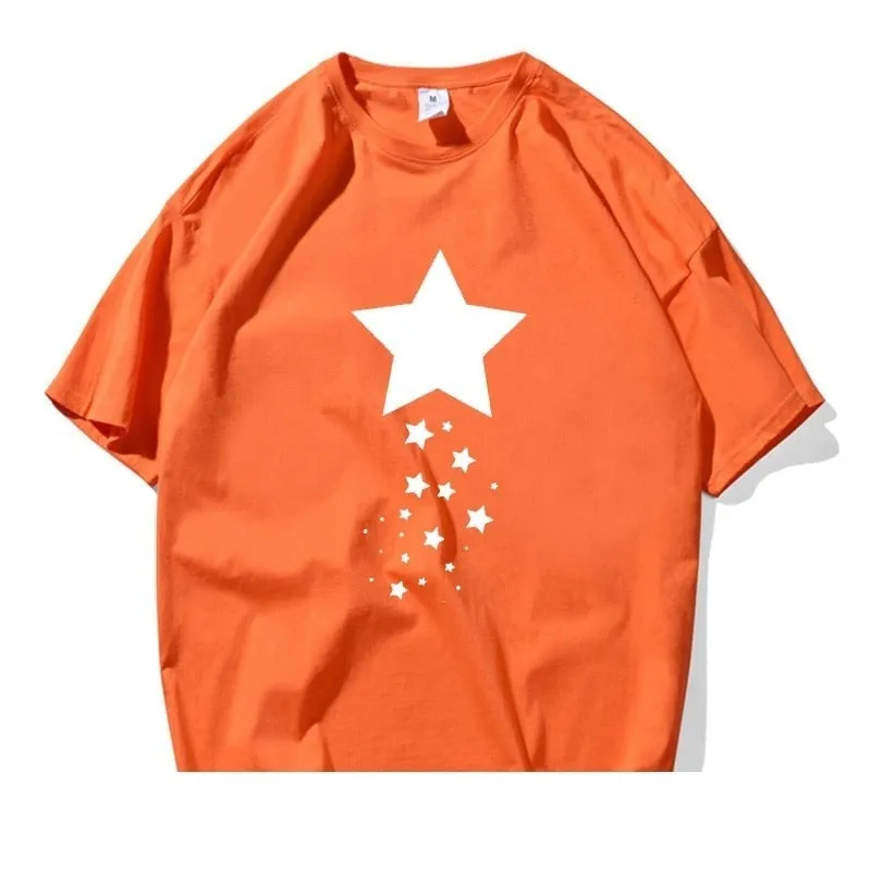 Casual Unisex Cotton Star Printed Artful T-Shirts