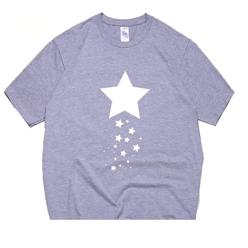 Casual Unisex Cotton Star Printed Artful T-Shirts