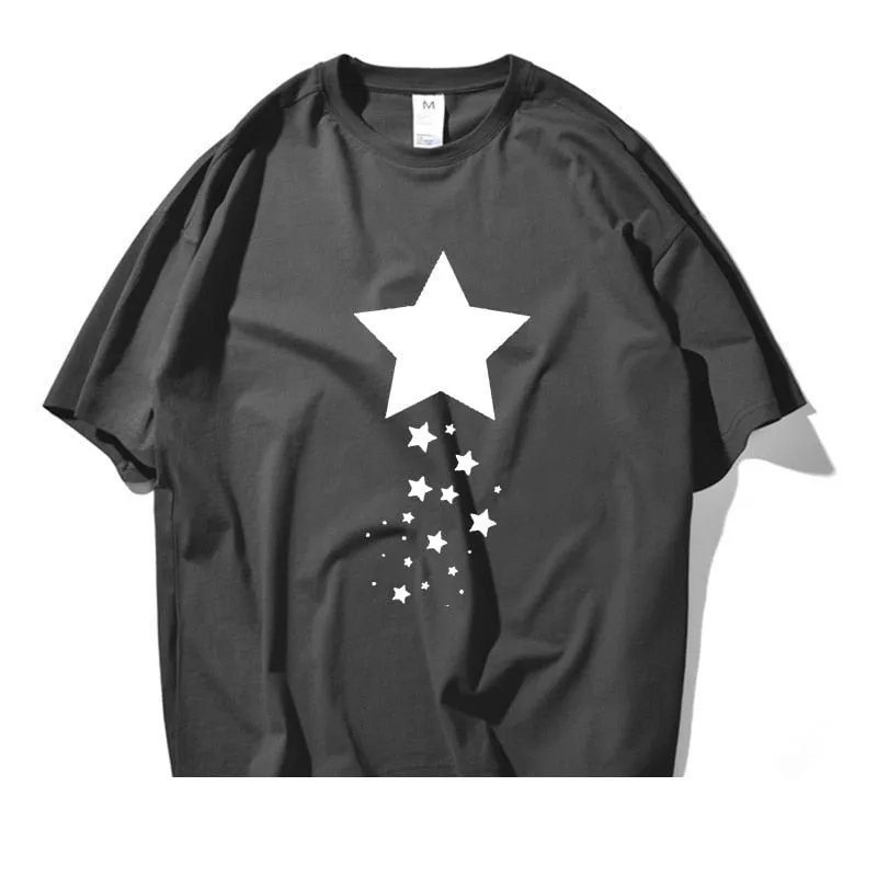 Casual Unisex Cotton Star Printed Artful T-Shirts