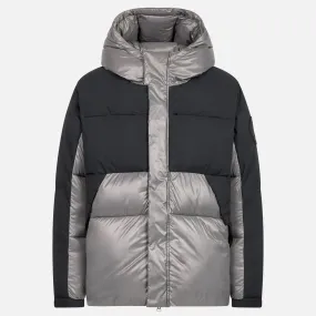 Hooded Puffer Jacket in Black/Mid Grey