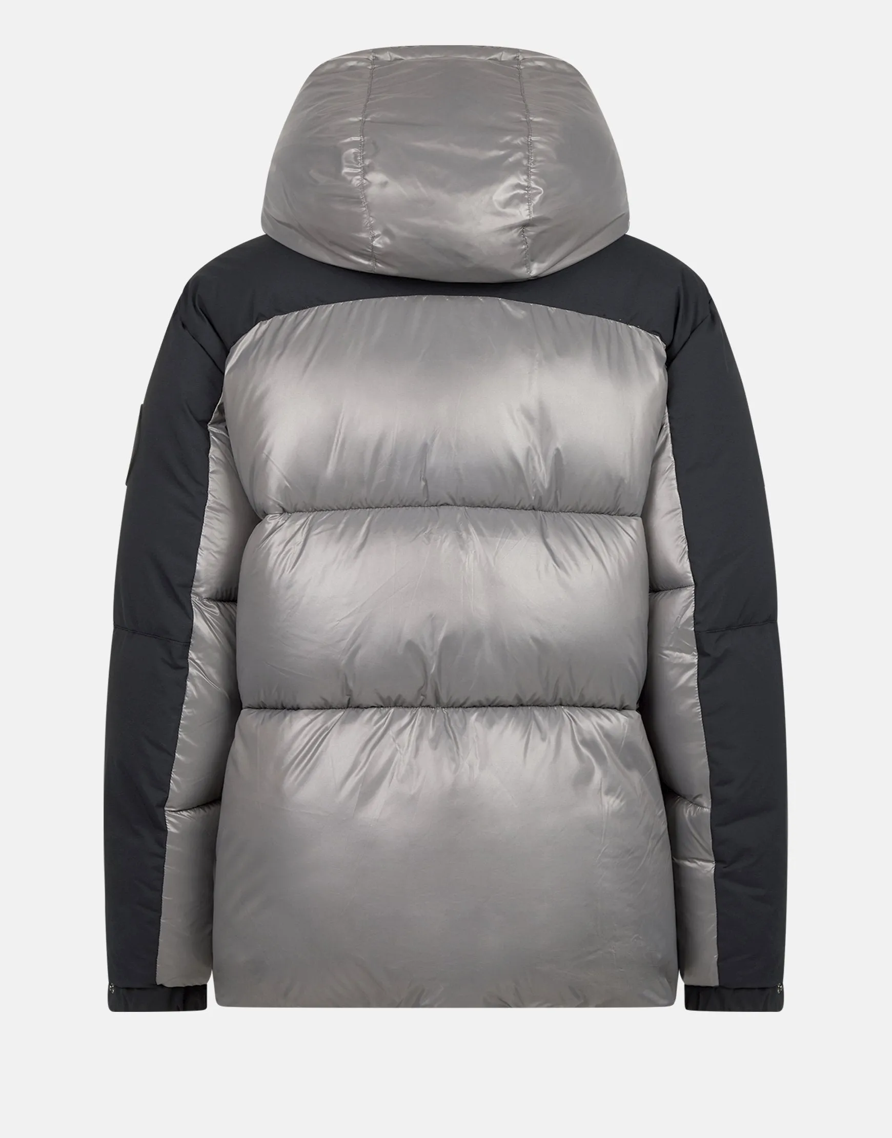 Hooded Puffer Jacket in Black/Mid Grey