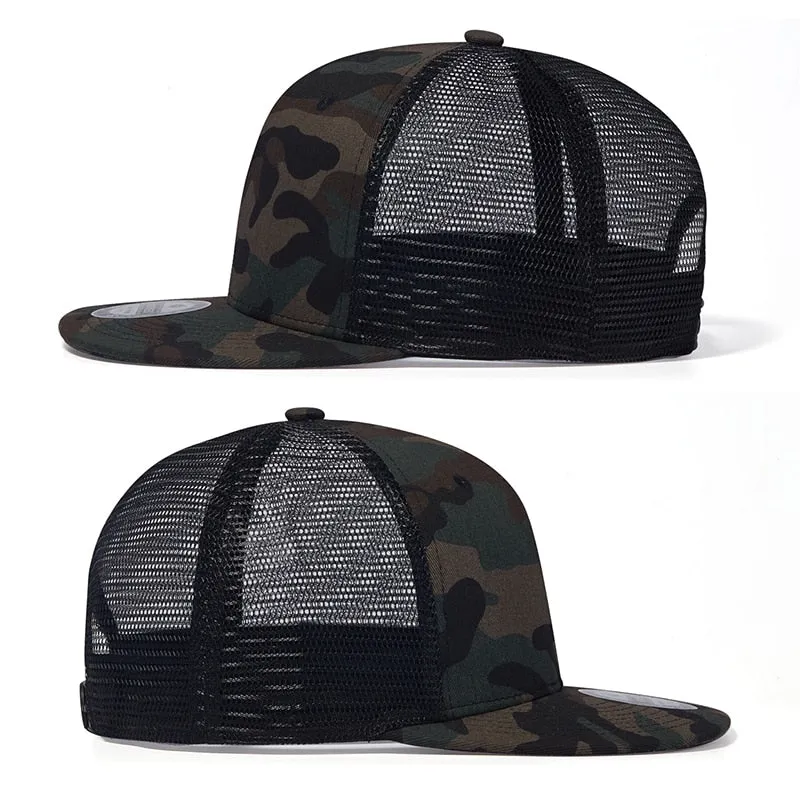 Camouflage Flat Brim Adjustable Baseball Cap for Summer