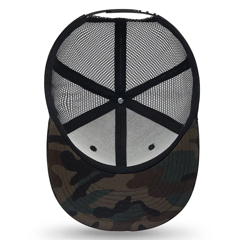 Camouflage Flat Brim Adjustable Baseball Cap for Summer