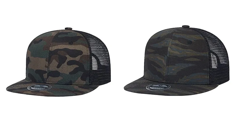 Camouflage Flat Brim Adjustable Baseball Cap for Summer