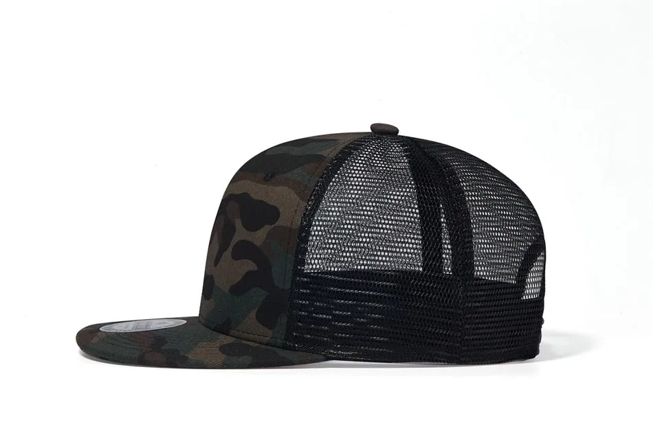 Camouflage Flat Brim Adjustable Baseball Cap for Summer